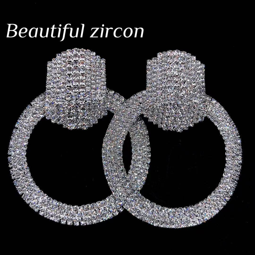 Boucles d'Oreilles Strass grand cercle