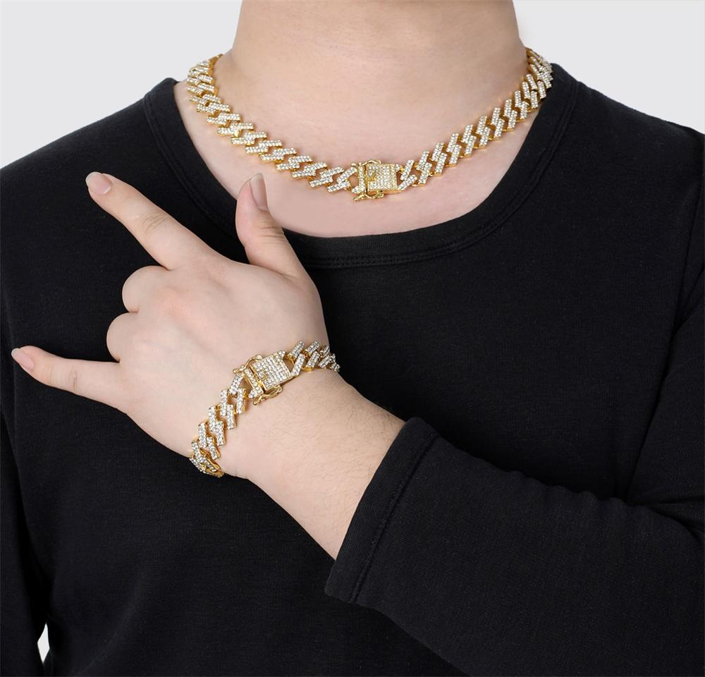 Iced Out Cuban Necklace Bracelet Men