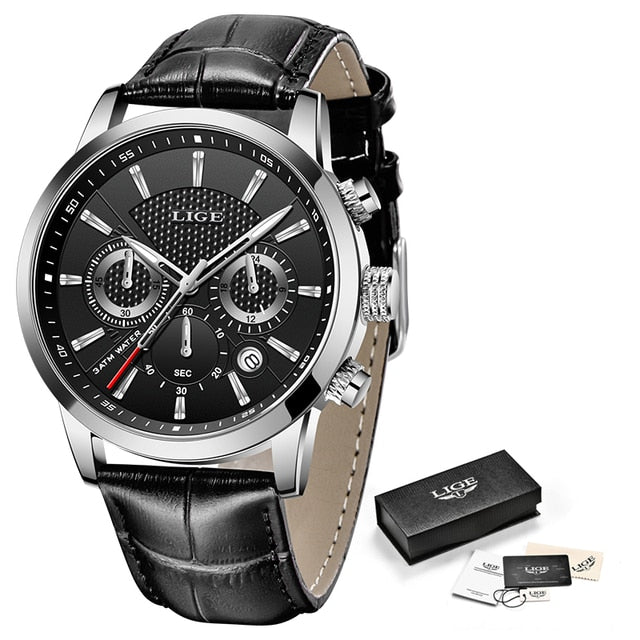 2022 Nouvelles montres pour hommes LIGE Top Brand Leather