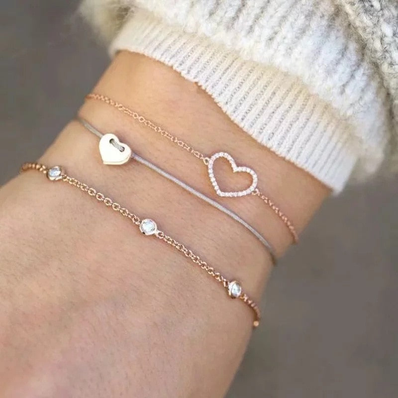 4 pièces/ensemble bracelets de chaînes en pierre de bohème