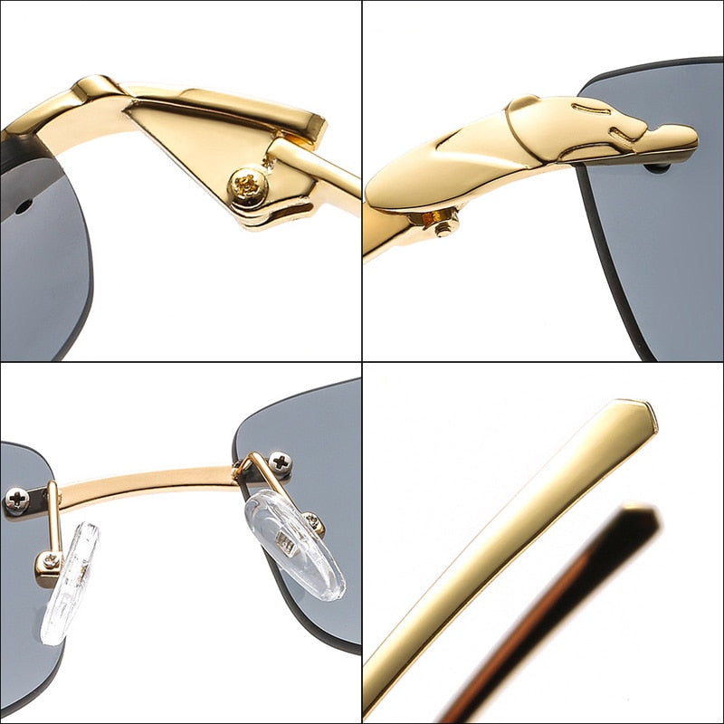 Cheetah Rimless Rectangle Sunglasses