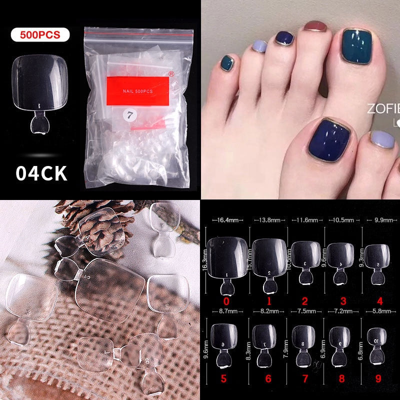 500pcs Fake Nail Tips Transparent Color