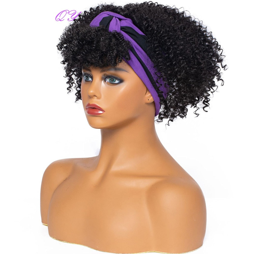 QY Hair Big Afro Kinky Curly Bandeau Perruques