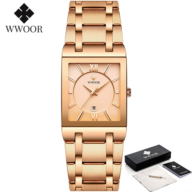 Relogio Masculino WWOOR Gold Watch