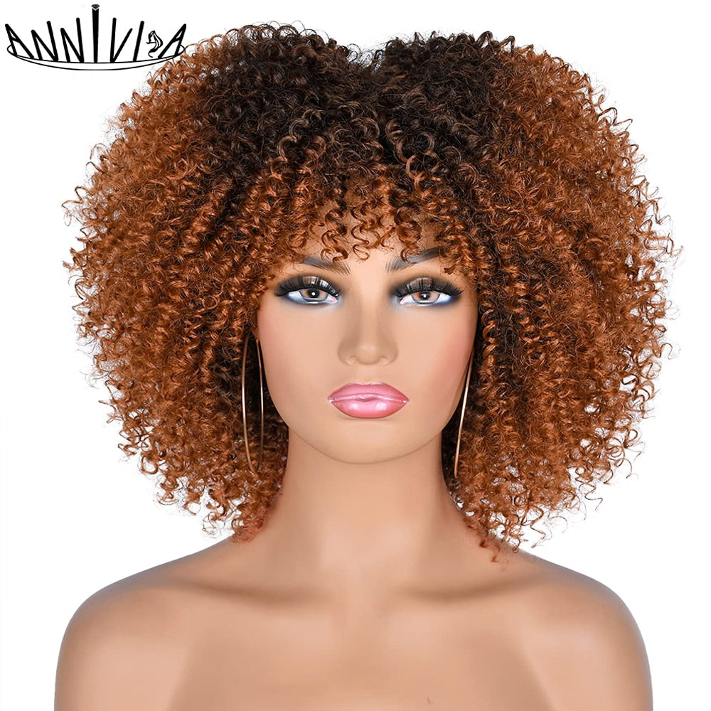 Perruques Afro Crépus Bouclés Cheveux Courts