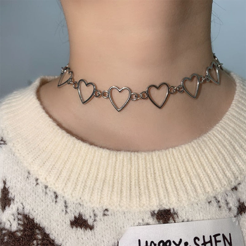 Hollow Korean Sweet Love Heart Necklace