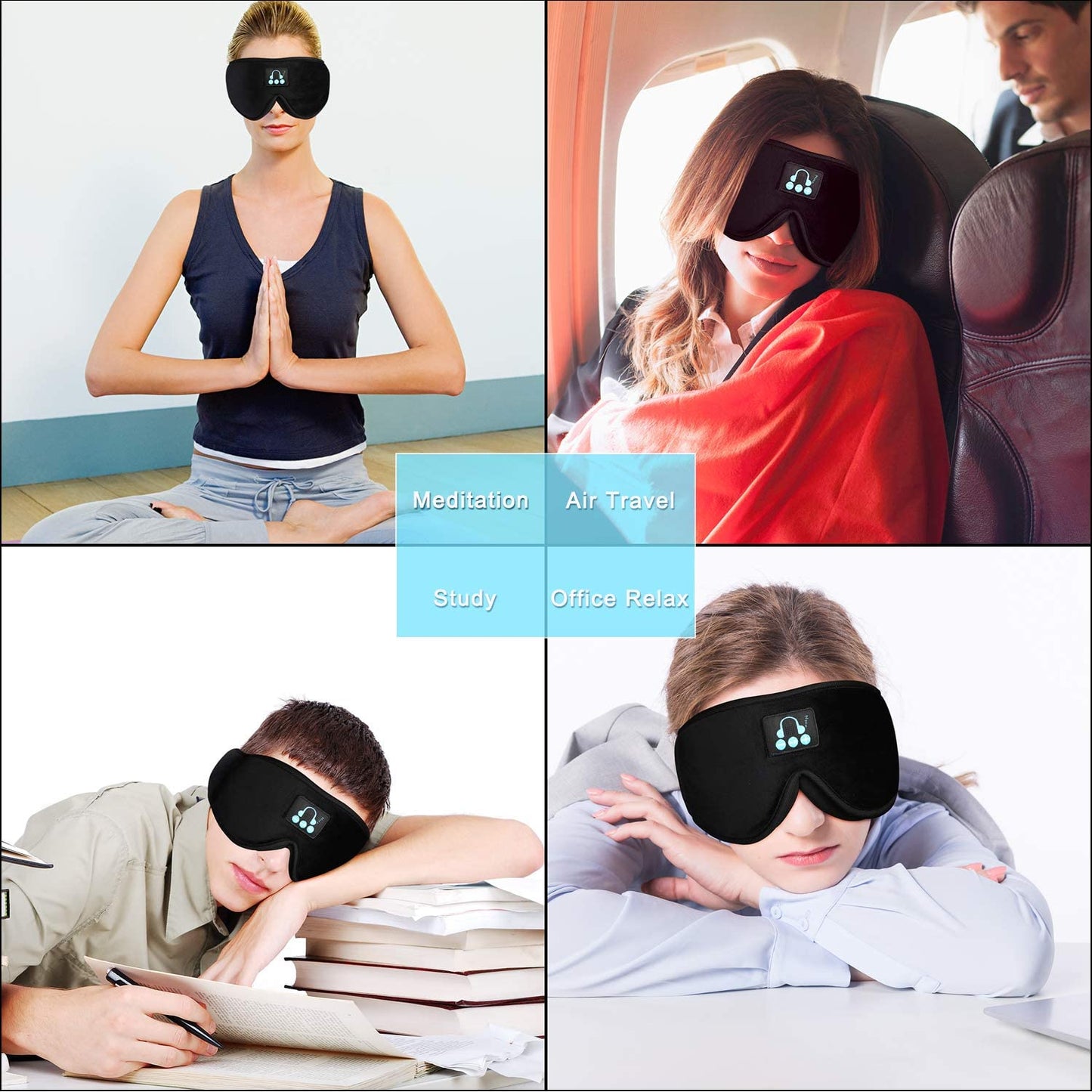 Casque de sommeil Masque pour les yeux 3D sans fil Bluetooth 5.0