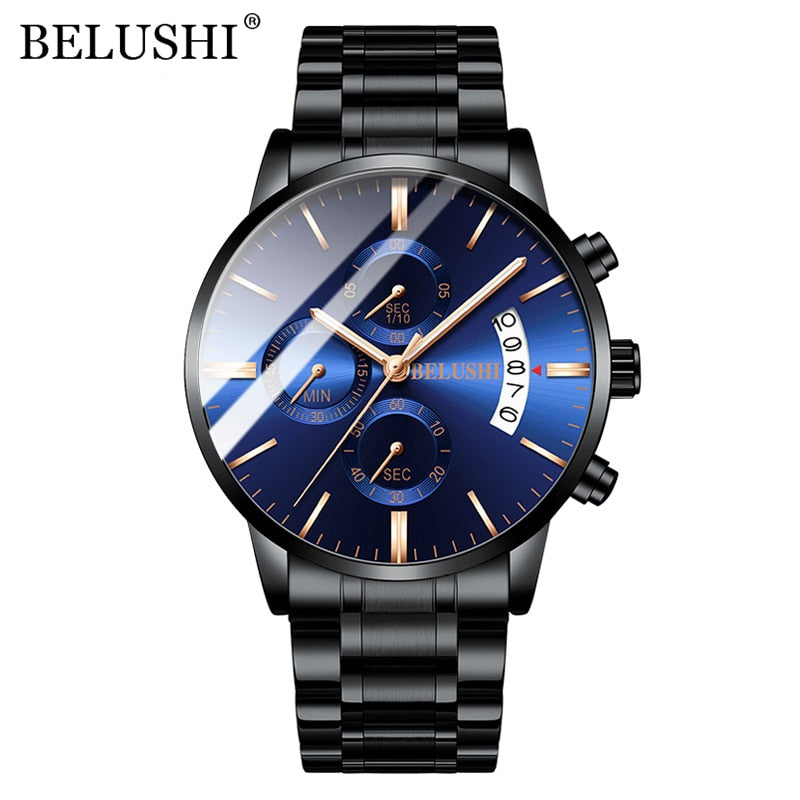 BELUSHI Montres Homme Full Steel Chronograph