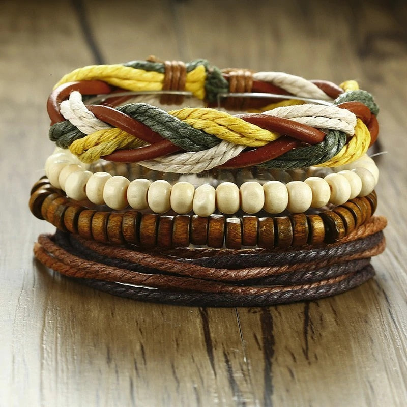 Vnox 4Pcs/ Set Braided Wrap Bracelets