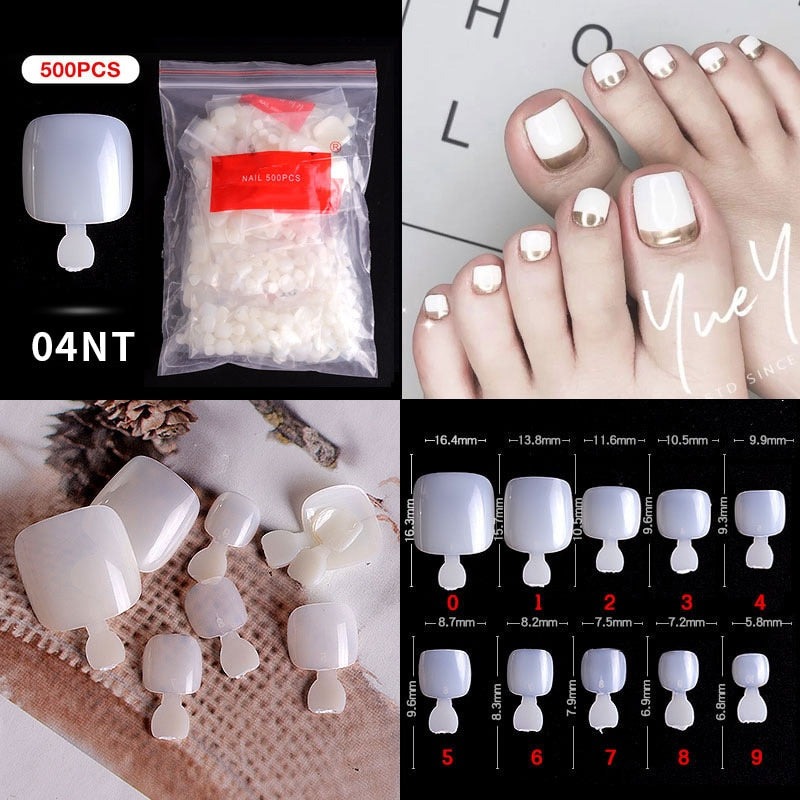 500pcs faux ongles conseils couleur transparente