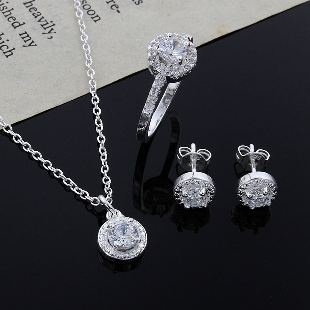 Sterling Cute necklace earring ring jewelry Set