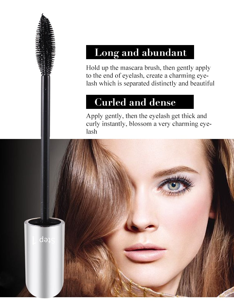 4d Silk Fiber Mascara Waterproof And Easy To Dry Natural Soft Long Eyelash Makeup Mascara Black Thick Eyelash Cosmetics