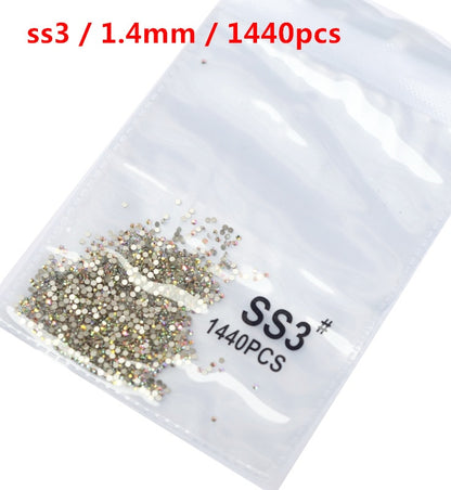 SS3-ss8 1440 pièces cristal clair AB or 3D Non HotFix FlatBack Nail Art strass décorations chaussures et décoration de danse