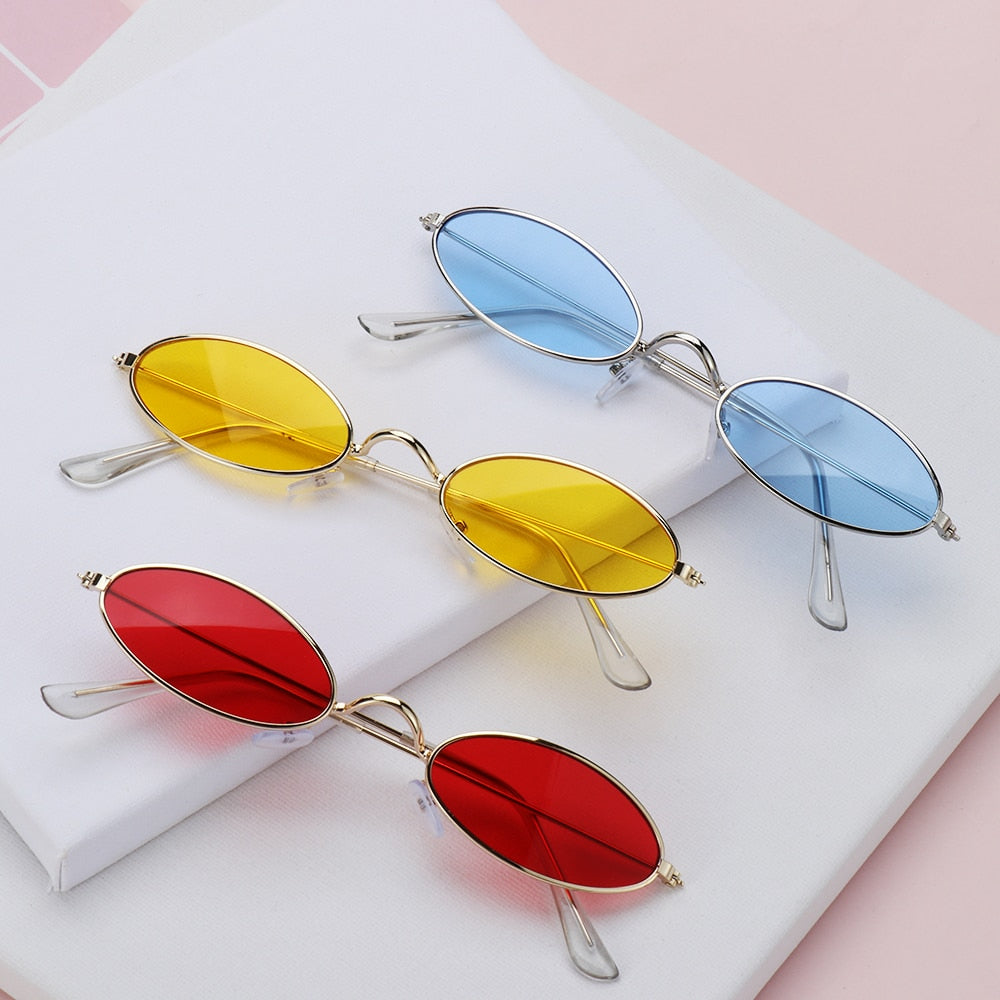 1PC Unisex Retro Small Frame Oval Sunglasses