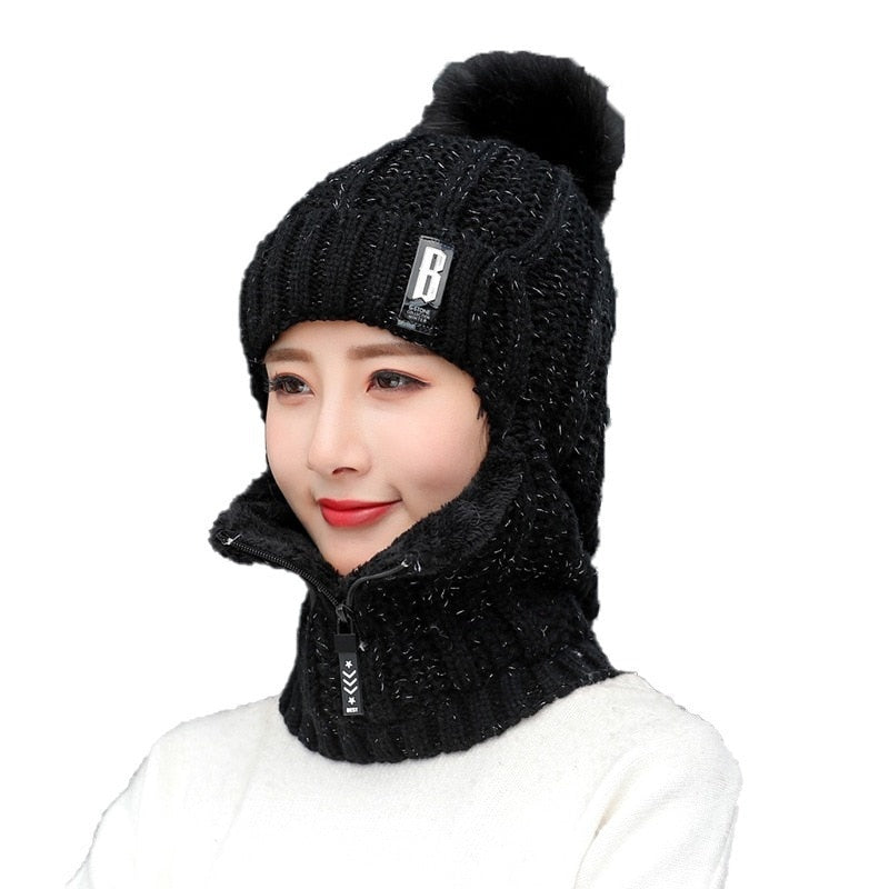 Women Wool Knitted Hat Ski Hat Sets