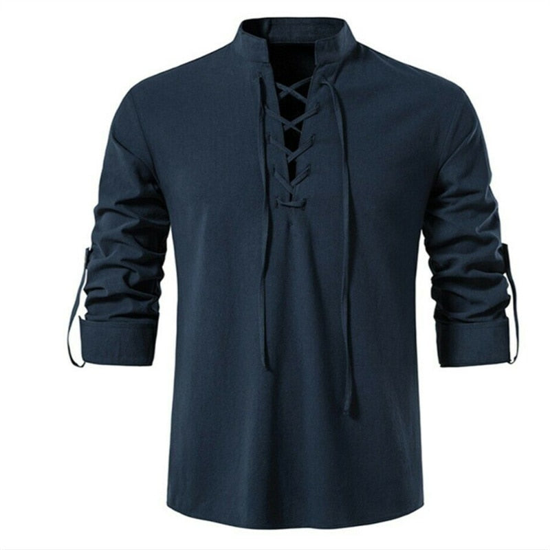 Chemise à col en V Top hommes Casual