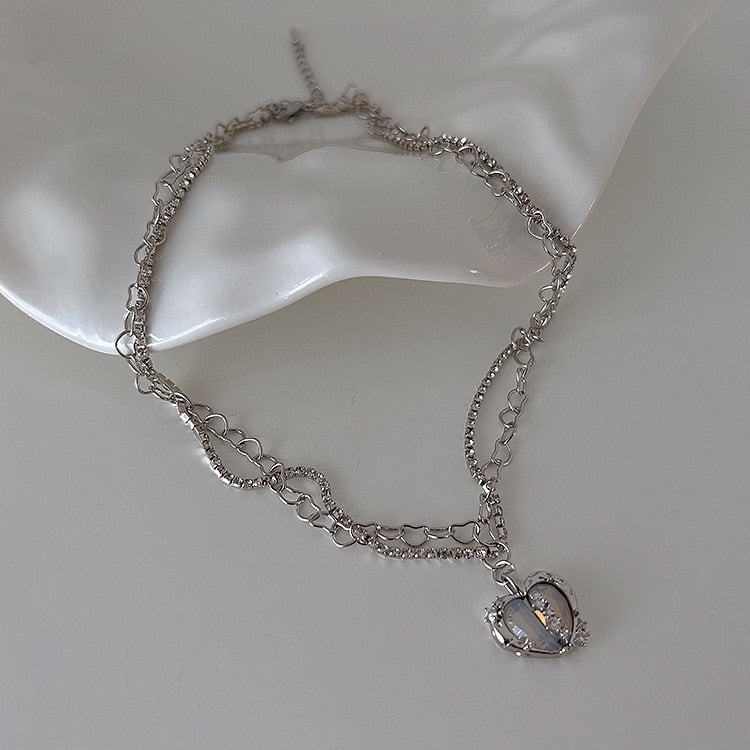 Collier Pendentif Goutte d'Eau Coeur Pêche