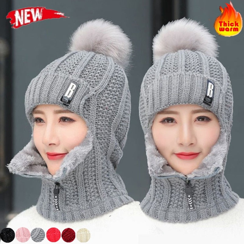 Women Wool Knitted Hat Ski Hat Sets