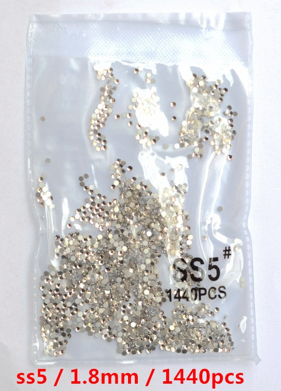 SS3-ss8 1440 pièces cristal clair AB or 3D Non HotFix FlatBack Nail Art strass décorations chaussures et décoration de danse