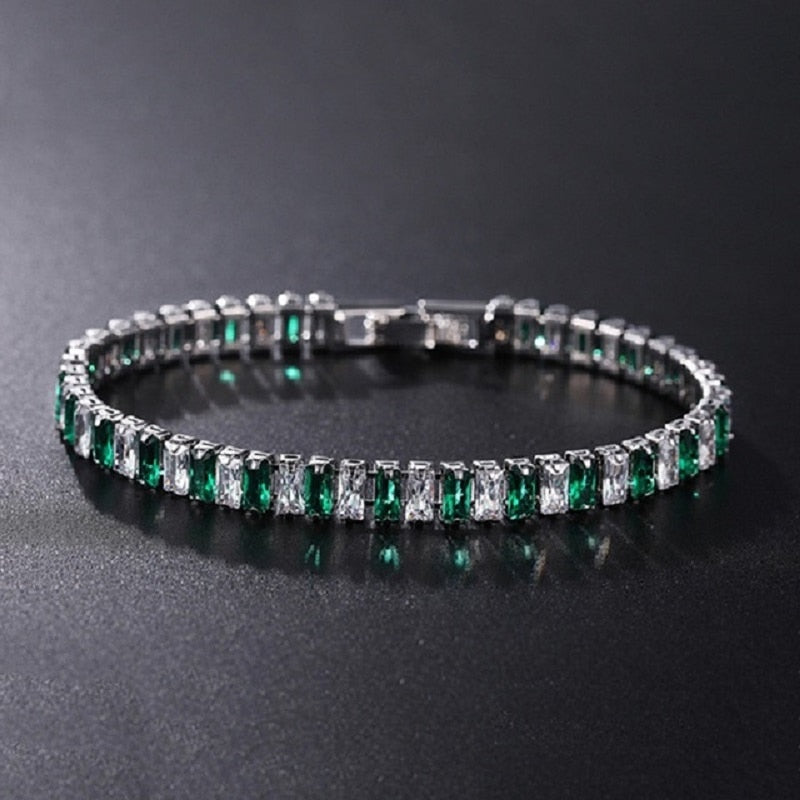 4mm Cubic Zirconia Green Tennis Bracelet