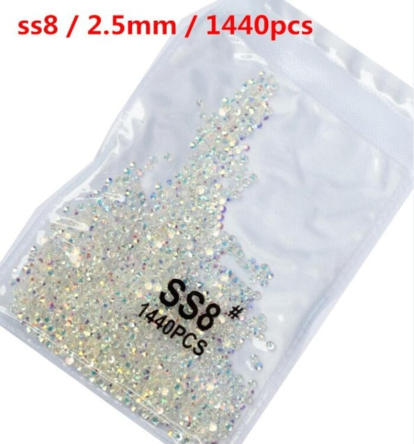 SS3-ss8 1440 pièces cristal clair AB or 3D Non HotFix FlatBack Nail Art strass décorations chaussures et décoration de danse