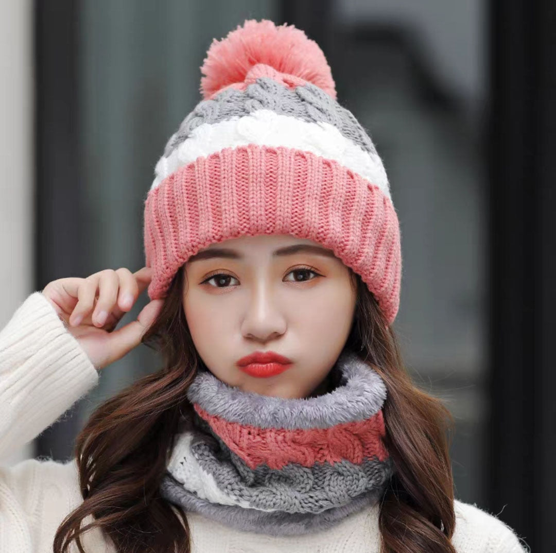 Women Wool Knitted Hat Ski Hat Sets