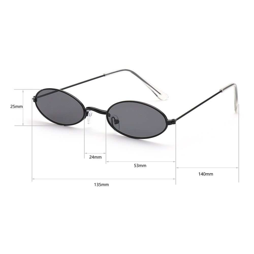 1PC Unisex Retro Small Frame Oval Sunglasses