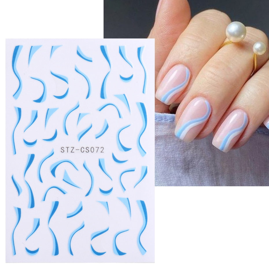 1pcs Gold Silver Sliders 3D Nail Stickers