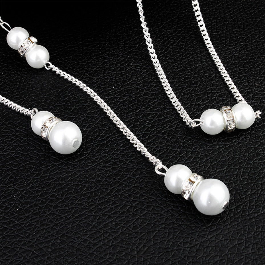 Efily Simple Pearl Back Necklace