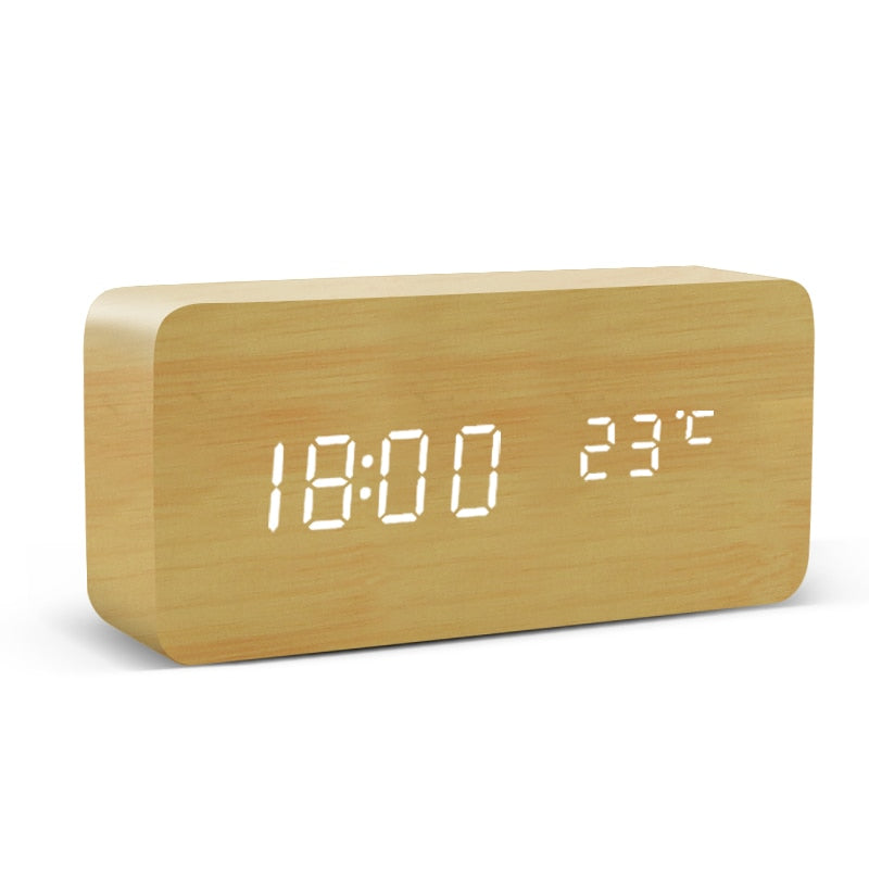 Alarm Clock LED Wooden Watch