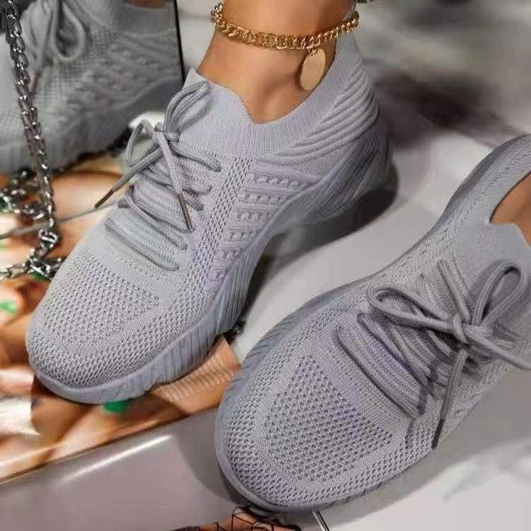 Sneakers Shoes 2022 Fashion Lace Up Platform Shoes for Women&#39;s Summer Plus Size Flat Mesh Sports Shoes Woman Vulcanize Shoes