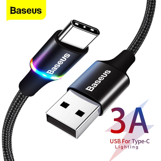 Baseus LED USB Type C Cable For Samsung S20 S21 Xiaomi...