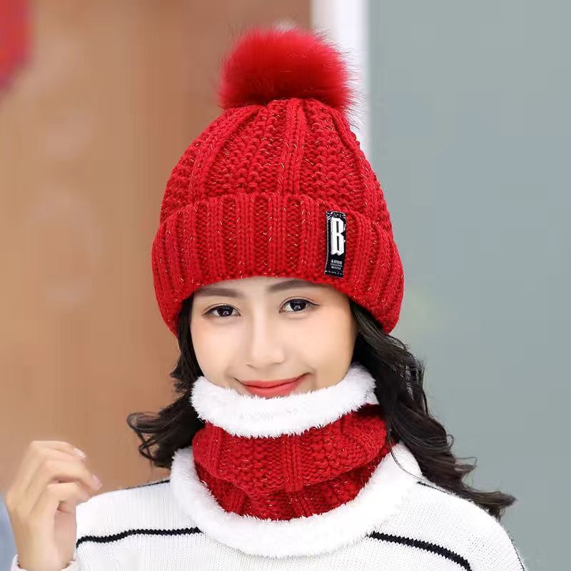 Women Wool Knitted Hat Ski Hat Sets