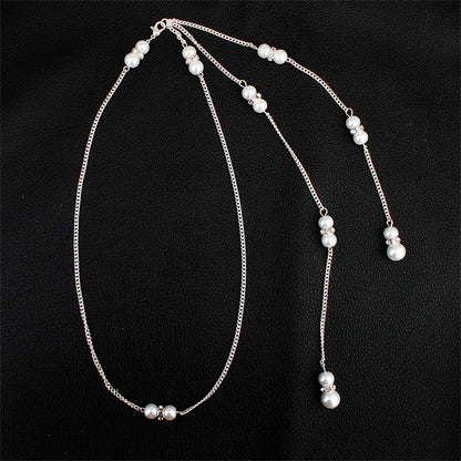 Efily Simple Pearl Back Necklace