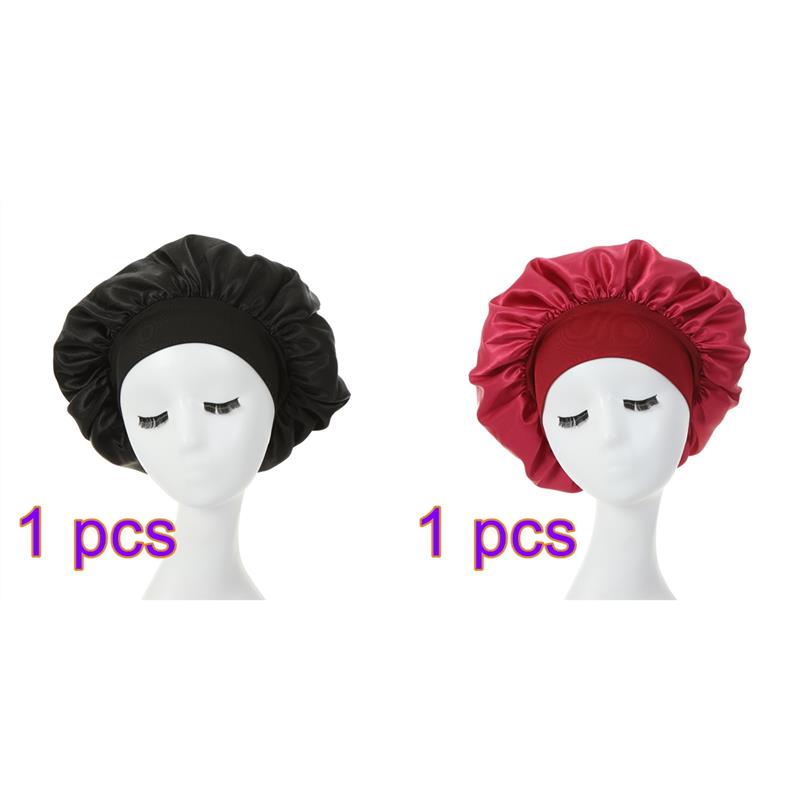 Women Night Sleep Hair Caps Silky Bonnet