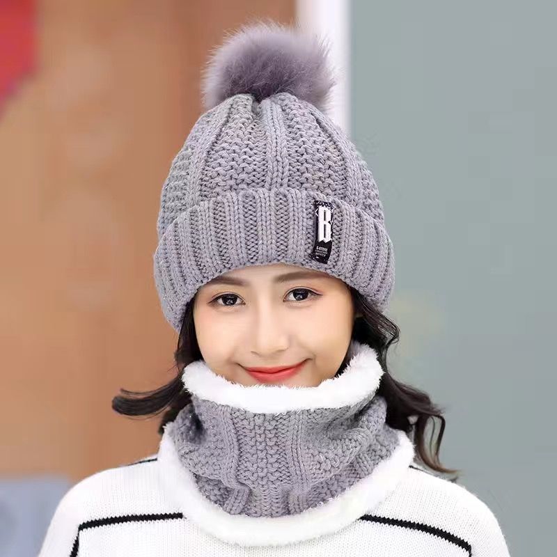 Women Wool Knitted Hat Ski Hat Sets