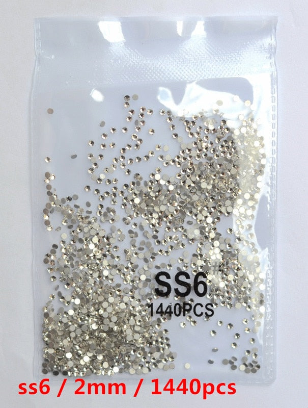 SS3-ss8 1440 pièces cristal clair AB or 3D Non HotFix FlatBack Nail Art strass décorations chaussures et décoration de danse