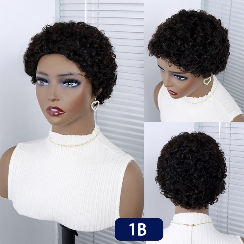 Perruques Cheveux Courts Bouclés Pixie Cut Brésilien