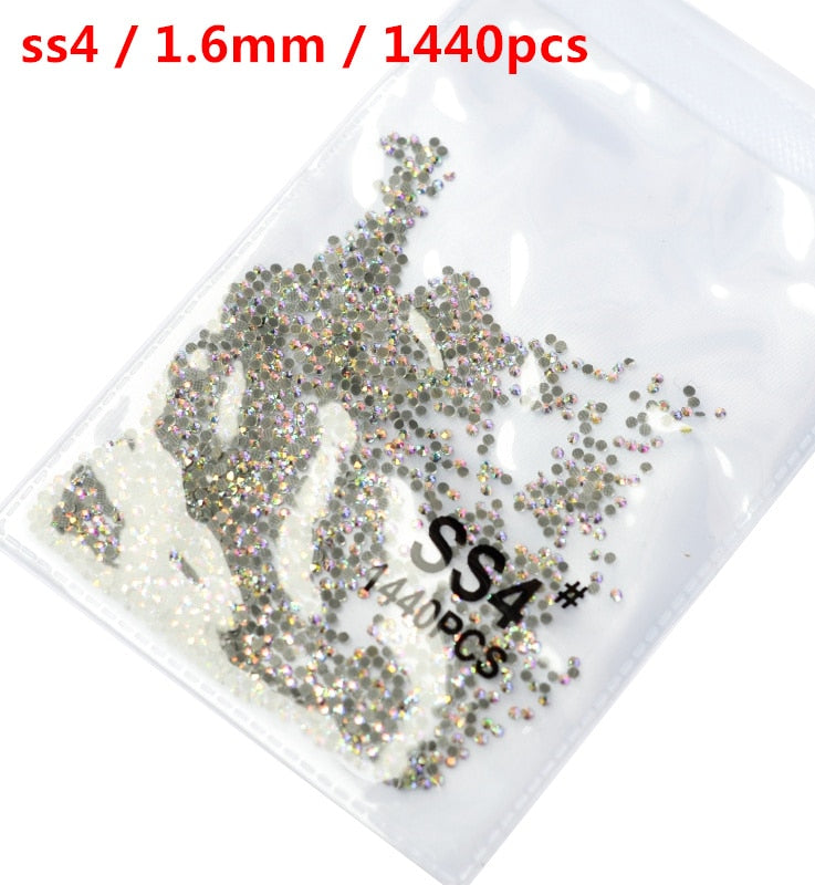 SS3-ss8 1440 pièces cristal clair AB or 3D Non HotFix FlatBack Nail Art strass décorations chaussures et décoration de danse