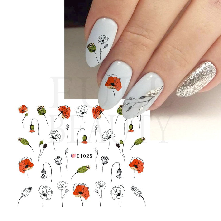 1pcs Gold Silver Sliders 3D Nail Stickers