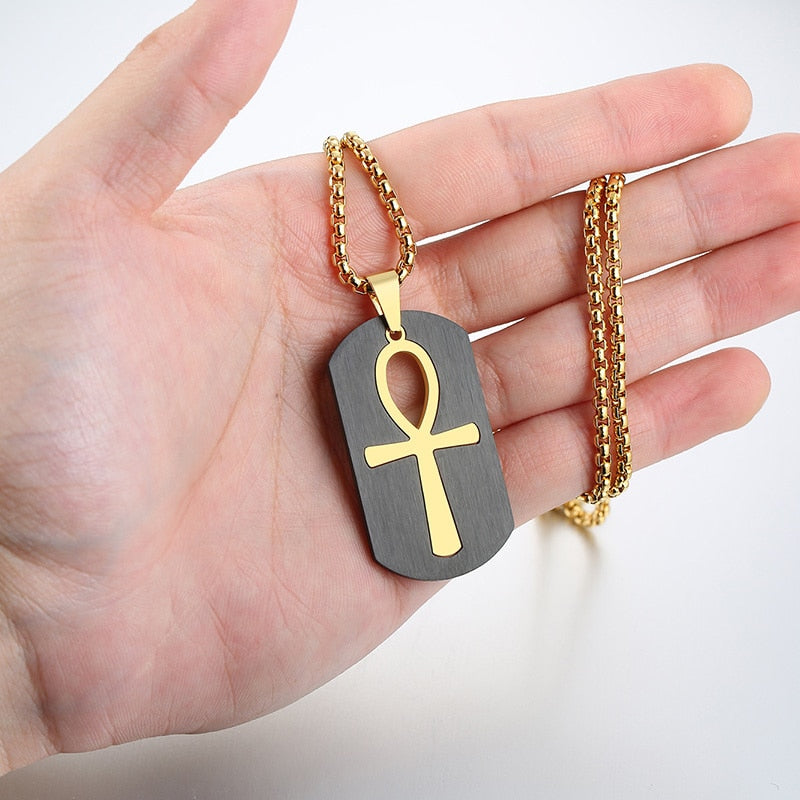 Vnox Removable Ankh Cross Necklace