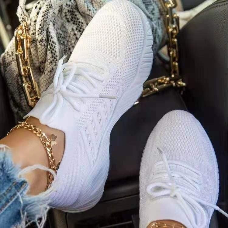 Sneakers Shoes 2022 Fashion Lace Up Platform Shoes for Women&#39;s Summer Plus Size Flat Mesh Sports Shoes Woman Vulcanize Shoes