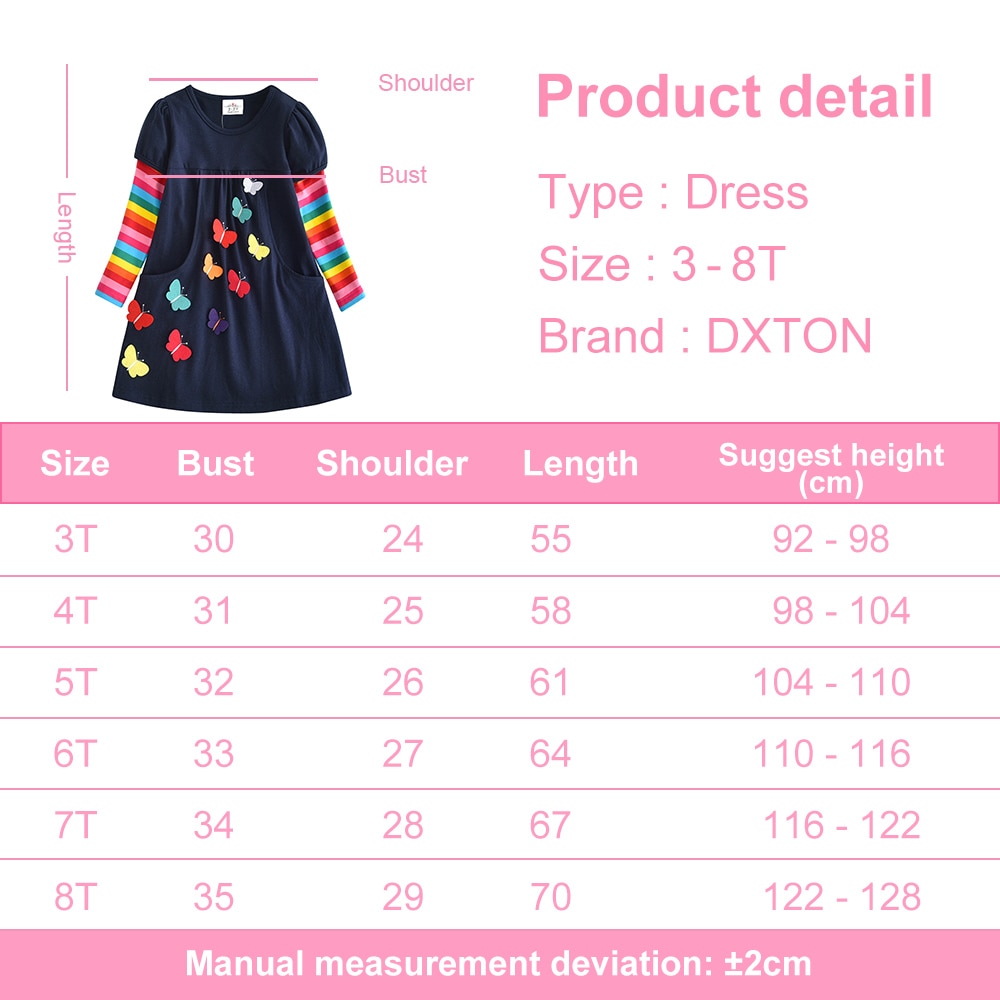 DXTON Christmas Girls Dresses Long Sleeve Baby Girls