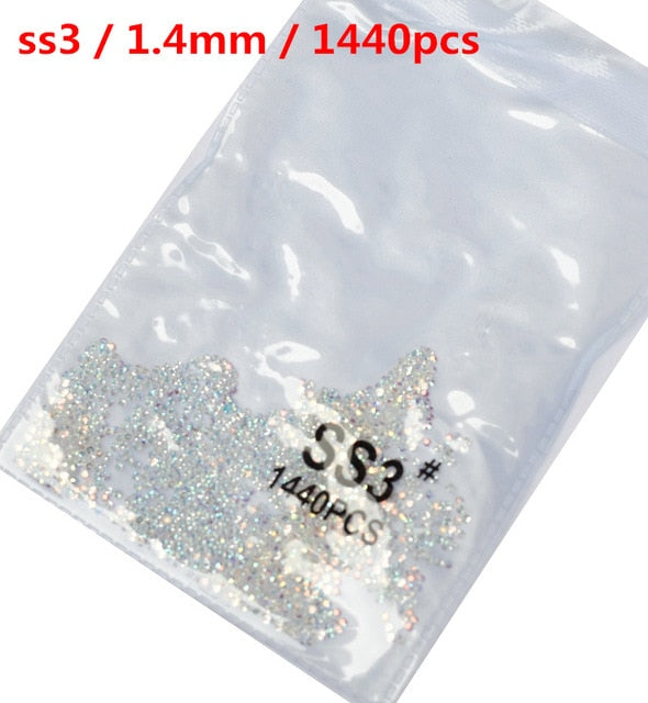 SS3-ss8 1440 pièces cristal clair AB or 3D Non HotFix FlatBack Nail Art strass décorations chaussures et décoration de danse