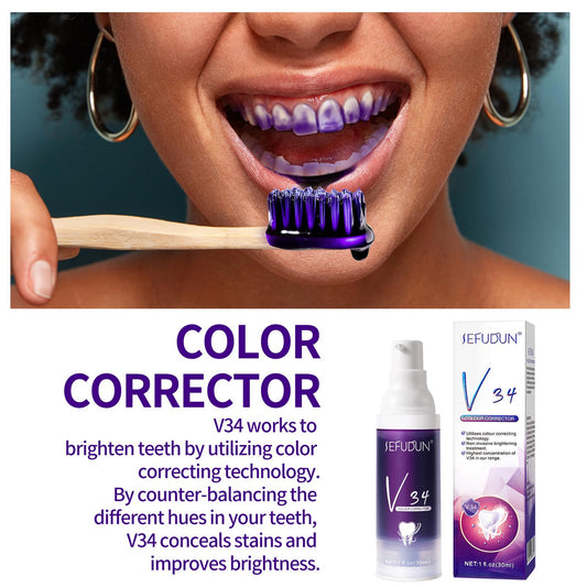 Dentifrice Blanchissant les Dents V34 Correction des Dents de Couleur