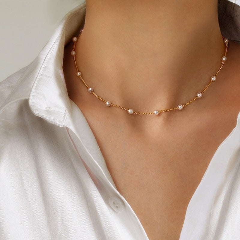 Silver Colour Sparkling Clavicle Necklace