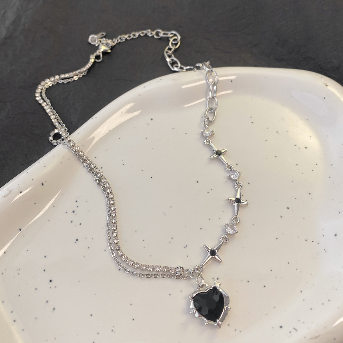 Collier Pendentif Goutte d'Eau Coeur Pêche