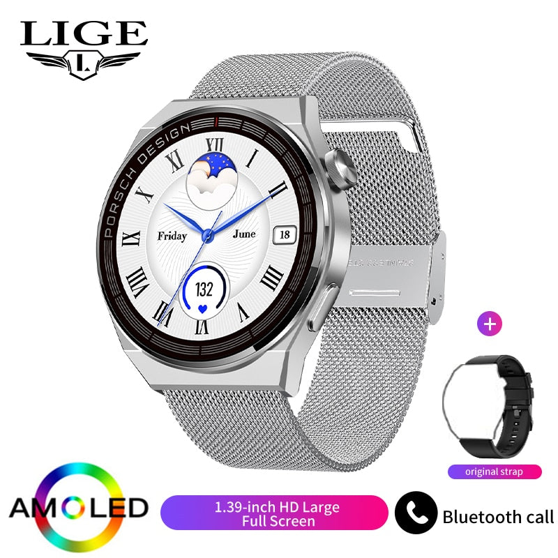 LIGE New Smart Watch Men AMOLED