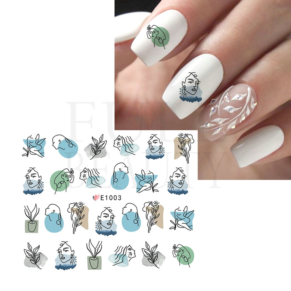 1pcs Gold Silver Sliders 3D Nail Stickers