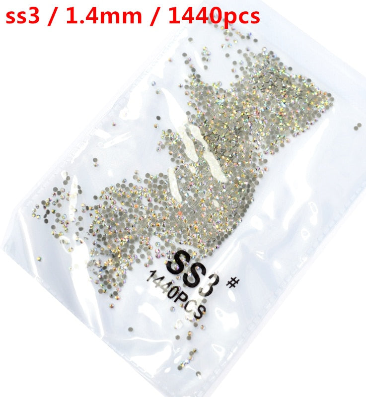 1440pcs Clear Crystal FlatBack Nail Art